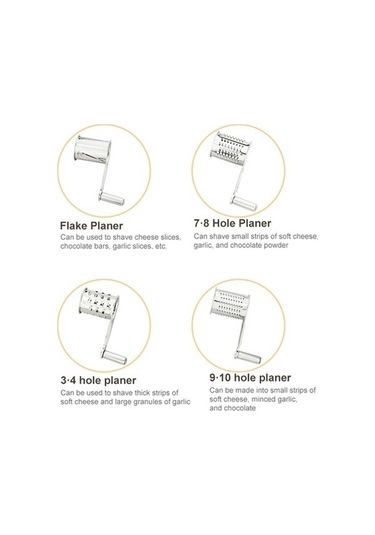 Ulzyvf Cbtx Peynir Rendesi Döner Kabı, Paslanmaz Çelik El Kranklı 3-4 Delikli Döner Parçalayıcı, Gri Gri