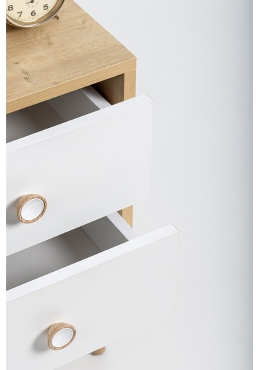 Flora Moderna Iki Çekmeceli Komodin Meşe