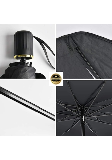 Universal Araç İçi Ön Cam Katlanabilir Şemsiye Güneşlik Siyah