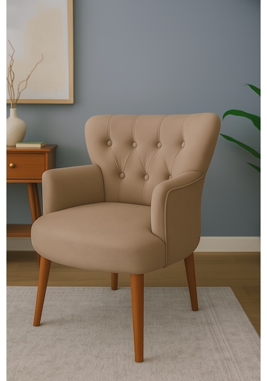 Roma Berjer - Modern Tekli Koltuk - Babyface Kumaş - Vizon