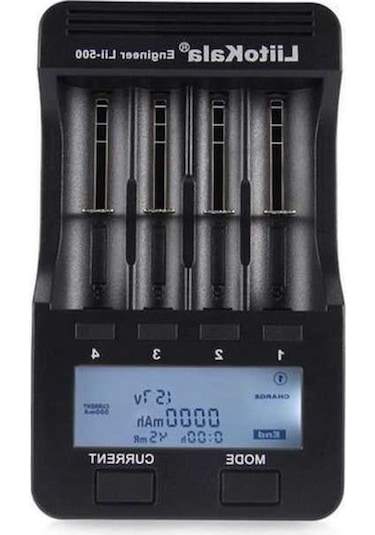 Dancemonkey Liitokala Lii-500 4 Yuvalı Lcd Pil Şarj Cihazı + 2a Adaptör + Araç Şarj Cihazı Siyah İngiltere Tak