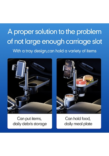 Tenfowee Araç İçi 360 Döner Tepsi Ve Telefon Tutucu, Gri Renk, Küçük Boy, Sb-3077 Model