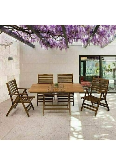 Ürgüp Katlanır Ahşap Bahçe Balkon Seti: 70x120 Masa + 4 Sandalye Ürgüp Katlanır Ahşap Bahçe Balkon Seti: 70x120 Masa + 4 Sandalye