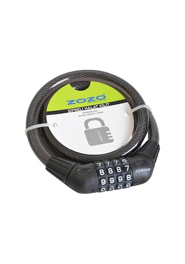 Zozo - 4 Lü Şifreli Halat Kilit Siyah