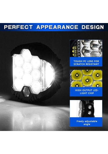 2pcs 3inç Led Sürüş Işığı 75w 15000lm Çalışma Işığı K22845w-2
