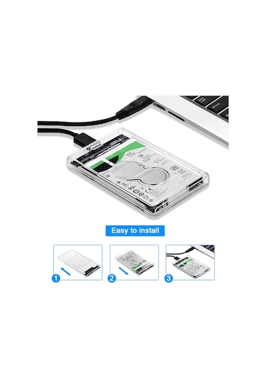 4266 2.5 USB 3.0 SSD Harddisk Şeffaf Taşınabilir HDD Kutusu