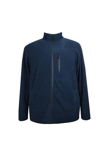 Erkek Büyük Beden Dik Yakalı Fermuarlı 122 Kg-172 Kg Arası İçin Uygun Bedenli Polar Sweat Mont Lacivert