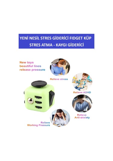 Yeni Nesil Stres Küpü - Fidget Cube - Yeşil-siyah - Stres Atma Ve Kaygı İçin Faydalı