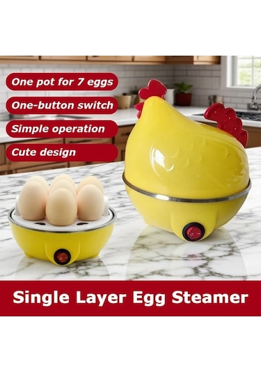 Elmpaly Küçük Ev Tipi Çok Amaçlı Sarı Elektrikli Yumurta Pişirici 7'li Kapasite Otomatik Kapama