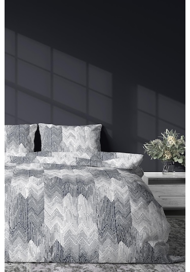 Zeynep Tekstil Pamuklu Nevresim + Yastık Kılıfı Çarşafsız Çift Kişilik Nevresim Seti Gri 200 x 220