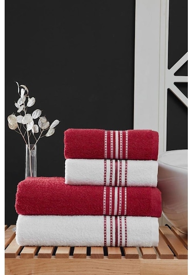 4 Lü Banyo Havlusu Seti Elvin - 70x140 Bordo