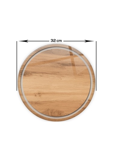 Kanallı Cam Kesme Tablası | Yeni Ahşap Desen | Çap32cm