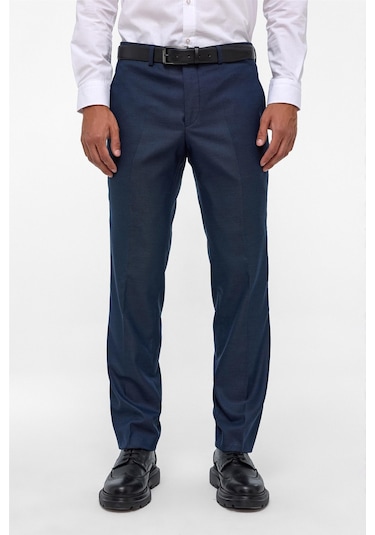 SÜVARİ Lacivert Regular Armürlü Kumaş Pantolon