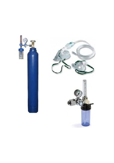 Dolu Oksijen Tüpü 10 L + Manometre + Kanül 2 M