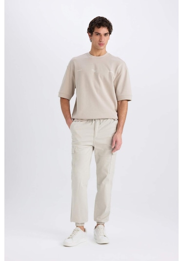 DeFacto Regular Gabardin Jogger Pantolon Kargo Cepli Beli Paçası Lastikli C9163AX25SPBG766