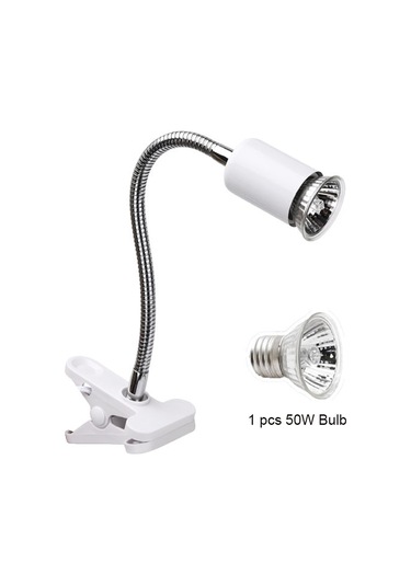 Konesam Sürüngenler İçin Isıtıcı Işık, Güneş Işığı Simülasyonu, E27 Vidalı, 50w Ampul, Esnek Hortum, Avrupa Standartı, Beyaz Beyaz