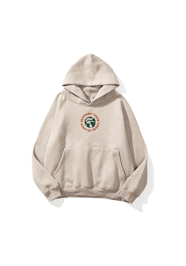 Hırsch Unisex Support Your Planet Sweatshirt Taş Gri