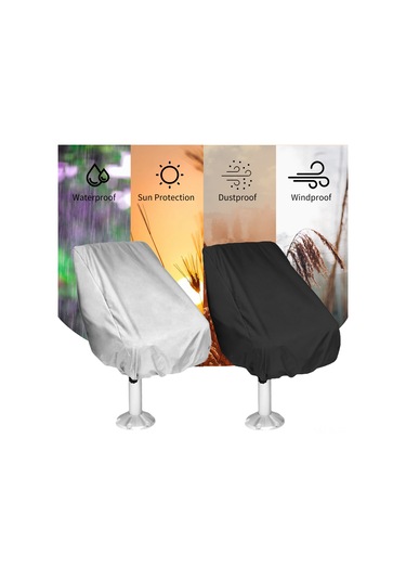Lemestar Oxford Kumaş Deniz Botu Sandalye Koruyucu Örtü - Su Geçirmez, Uv Engellici, Toz Ve Rüzgar Koruma - Çekmeceli Tasarım - 56 61 64/30cm Siyah