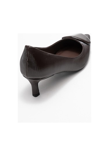 Brıana Kahverengi Çizgili Tokalı Kadın Topuklu Ayakkabı Kahverengi