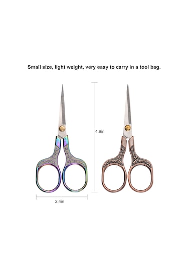 Qingmipy Vintage Bronz Makas - Saç & Sakal Kesimi İçin Paslanmaz Çelik Dıy Makası Bronz