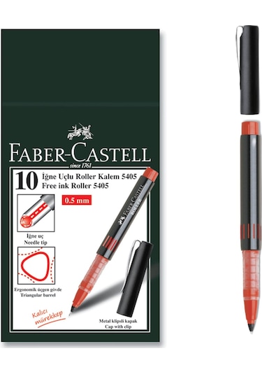 Faber Castell Needle Point 5405 0.5 İğne Uçlu Roller Kalem 10 Adet Kırmızı