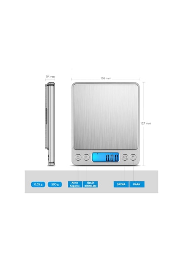 Dijital Hassas Elektronik Taşınabilir Terazi Tartı 3000gr- 0.1gr