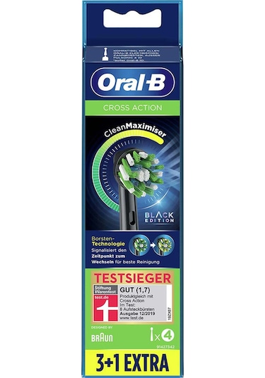 Oral-B Cross Action Clean Maximizer 3+1 Yedek Fırça Başlığı Siyah