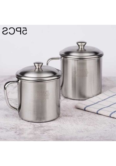 Ganzhoushop Yetişkin Suyu Sones Saplı Paslanmaz Kapaklı Kalın İçme Ev Ekstra Çocuk Çelik Bardak Bardağı Ağız Adet 5 304 11cm Sr Termos Özellikli Diğer