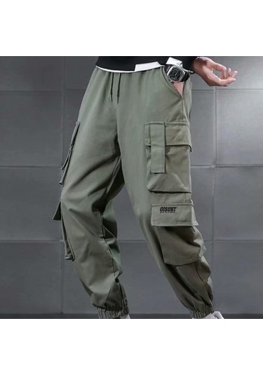 Sones Erkek Bağcıklı Pantolon Çok Cepli Günlük Pantolon Yeşil