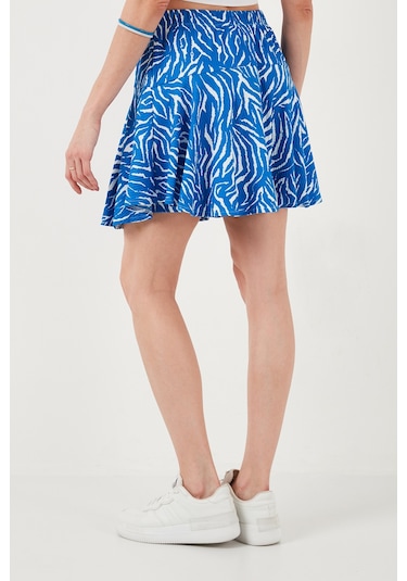 Lela Beli Lastikli Mini Şort Bayan Etek 5864024 Saks-Zebra