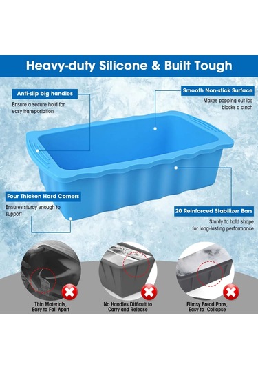 1 Adet Ekstra Büyük Silikon Buz Kalıp Sandık Verimli Donma Buz Mavi