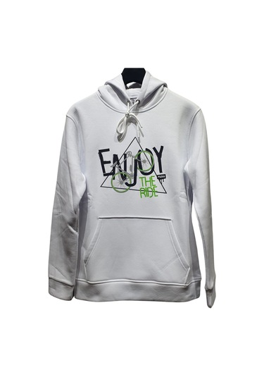 Fuba Kapşonlu Sweat Enjoy Beyaz Beyaz