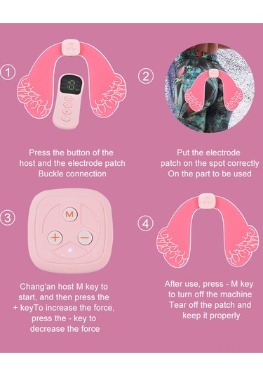 Dianziye Ems Kalça Masaj Aleti - Kablosuz Şarj, 15 Kademeli Uzaktan Kumandalı Pembe Çok Renkli