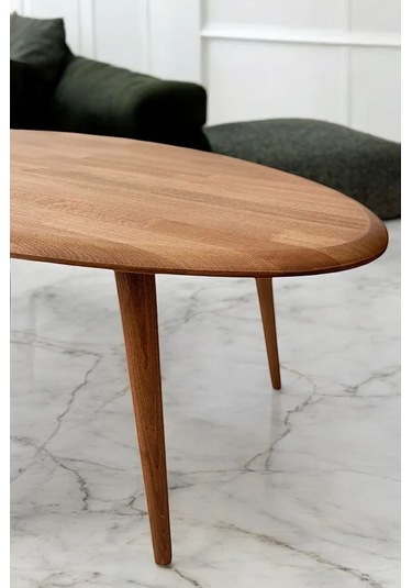 Fawdecor Asimetrik Masif Ahşap Modern İskandinav Oval Kestane