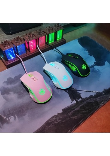 Besthome1 Pembe Isıtıran Satış Kablolu Oyun Faresi Ergonomik Tasarım 7 Renkli Aydınlatma Usb Bağlantılı Laptop Ve Pc Uyumlu -