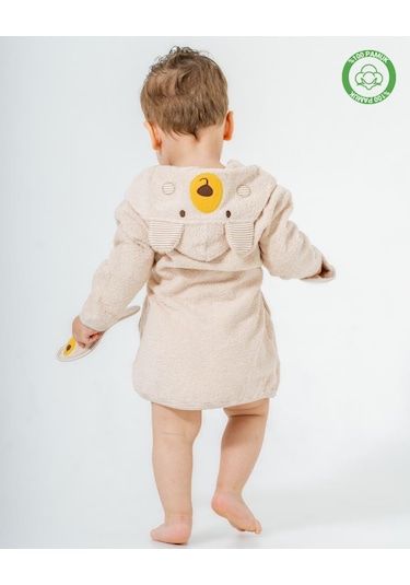 Ayılı Bornoz Takımı 1-2 Yaş Bej