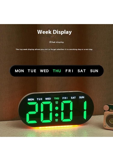 Gh9003 Çok Fonksiyonlu Led Dijital Saat Sıcaklık Göstergeli Ortam Işığı Başucu Saati - Siyah Kasa / Mavi Ekran Siyah Kabuk / Mavi Ekran