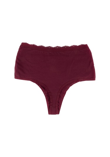 Kadın Külot Yüksek Bel Tanga Büyük Beden 5 Li Paket Bordo 26302 R07 Bordo