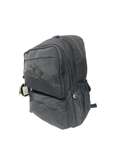 Kaliteli Su Geçirmez Astarlı Krinkıl Kumaş Unisex İki Gözlü Okul Spor Seyahat Sırt Çantası 28x38 Cm Siyah