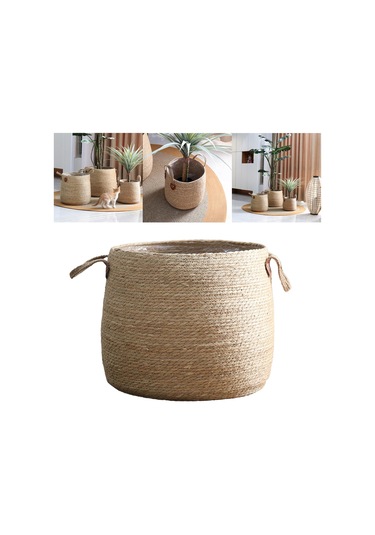 Suntek Dokuma Bitki Sepeti Çamaşır Torbası Dekorasyon L