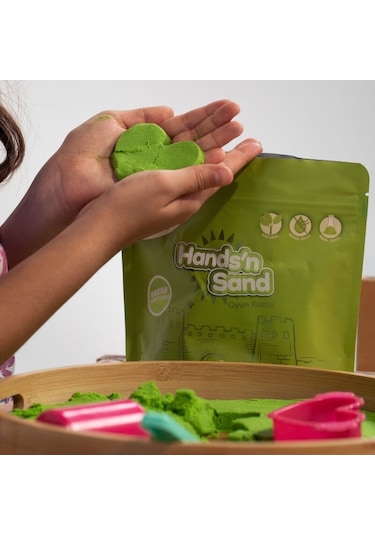 Playever Hands'n Sand Doğal Kinetik Oyun Kumu 500gr - Yeşil YEŞİL