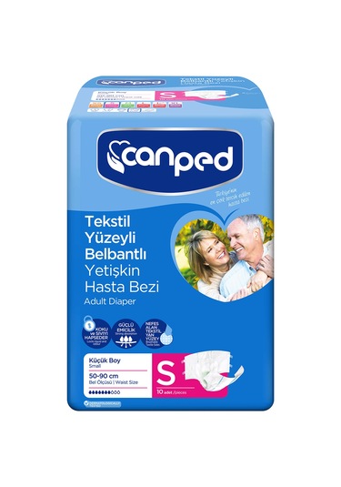 Canped Tekstil Yüzeyli Belbantlı Yetişkin Hasta Bezi Küçük Boy S 10'Lu