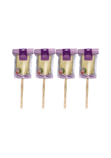 Derma Naturel Palmiye Örme Sopalı Banyo Sırt Lifi 4 Lü Set