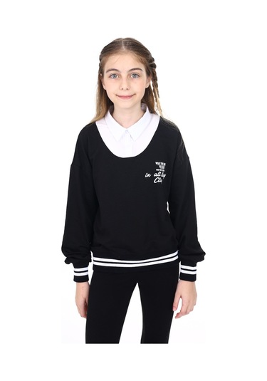 Toontoy Kız Çocuk Okul Sweatshirt Siyah