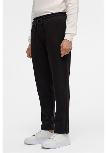 Süvari Siyah Regular Düz Jogger Pantolon Siyah