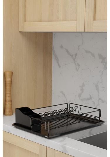 Geseus Home Tek Katlı Tabaklık Bulaşıklık Mat Siyah Kb006s Siyah