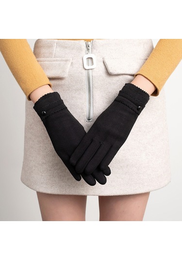 Kadınlar Ve Kızlar İçin Soluk Kahve Kış Eldivenleri Sıcak Dokunmatik Ekran Eldivenleri