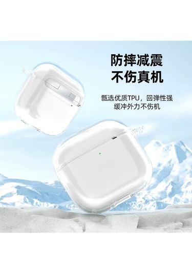 Airpods 4. Nesil Uyumlu Mat Silikon Koruyucu Kılıf+kanca Şeffaf