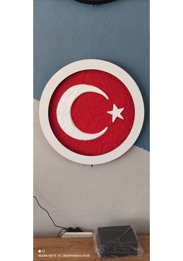Ay Temalı Türk Bayrağı Rgb Led Tablo