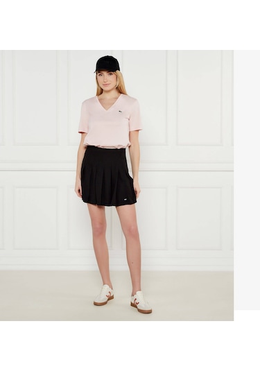 Lacoste V Yaka Organik Pamuk Bayan T-shirt Açık Pembe